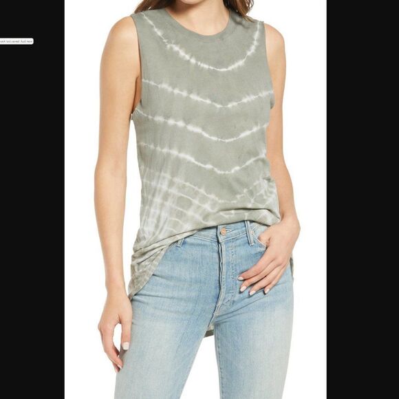 Treasure & Bond Green Tie Die Tank Top - Picture 1 of 6